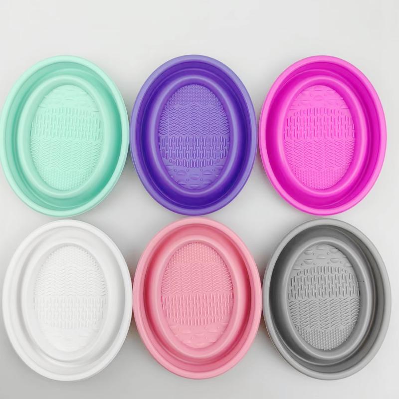 Beauty Makeup Eyeshadow - Folding Powder Puff Cleaning Bowl Eyeshadow