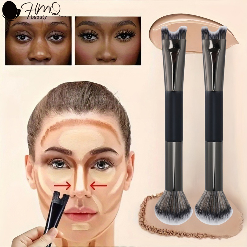 Huda Beauty Makeup Brush Set - U-Shaped Dual Head Makeup Brush Nose