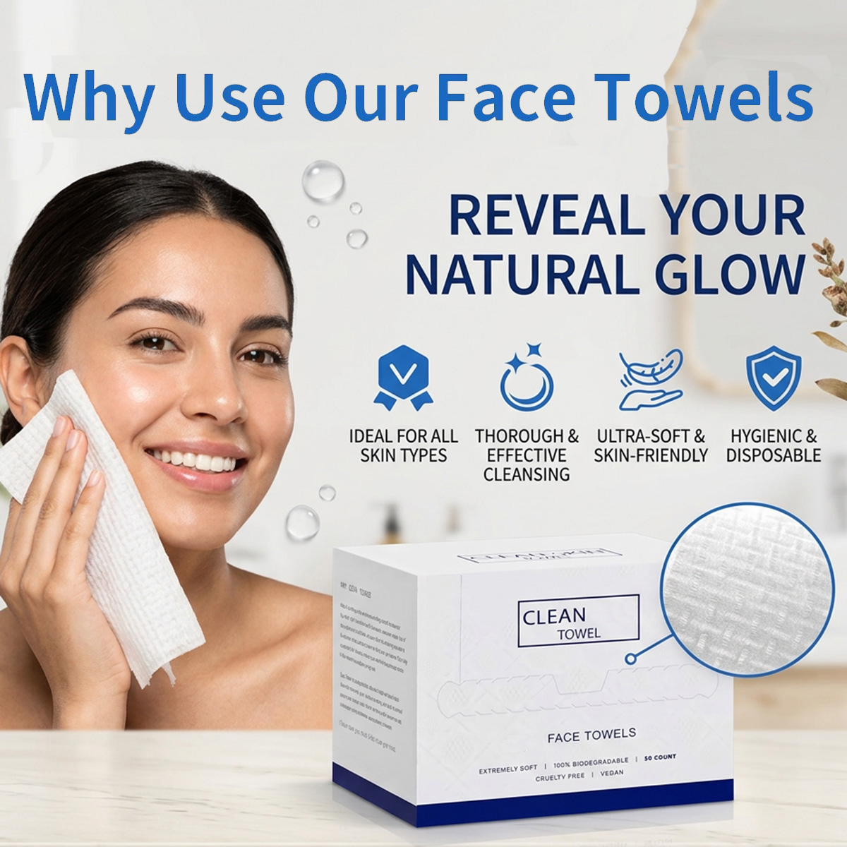 Kiss Beauty Makeup Remover - 50Pcs/Box Disposable Face Towels Facial Cleansing