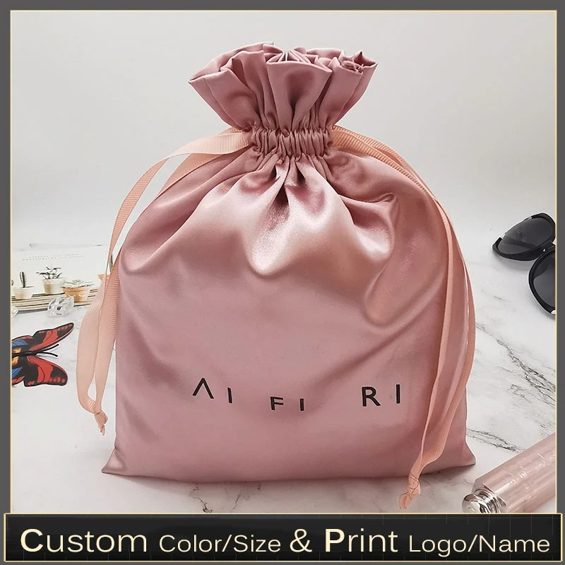 Beauty Flower Makeup - Custom Logo Satin Drawstring Bags Hair