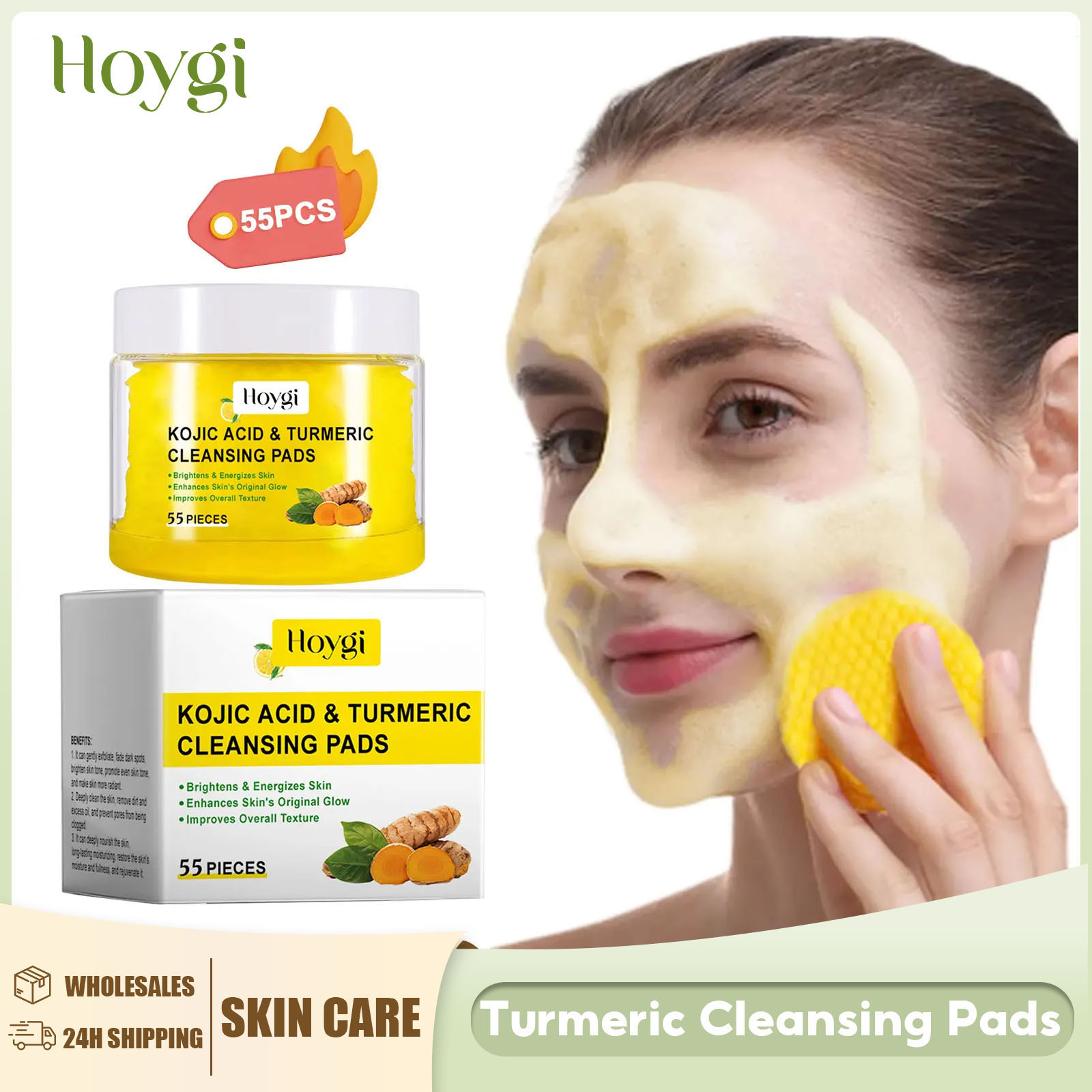 Kiss Beauty Makeup Remover - Turmeric Cleansing Pads Facial Exfoliating Makeup
