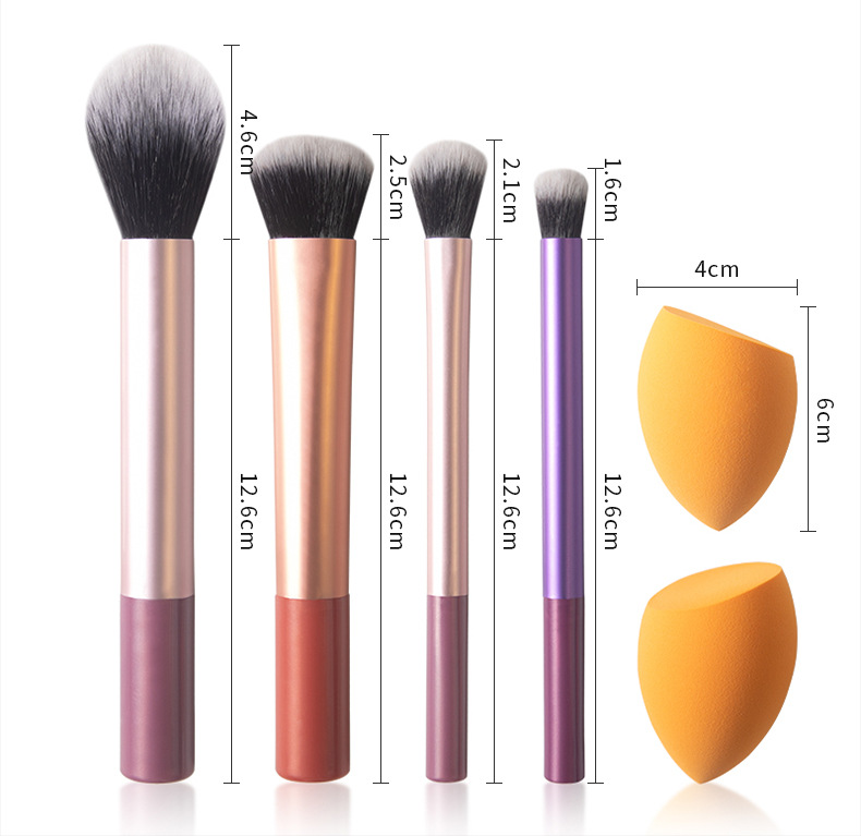 4PCS Gradient Pink-Purple Make - Huda Beauty Makeup Brush Set recension och pris
